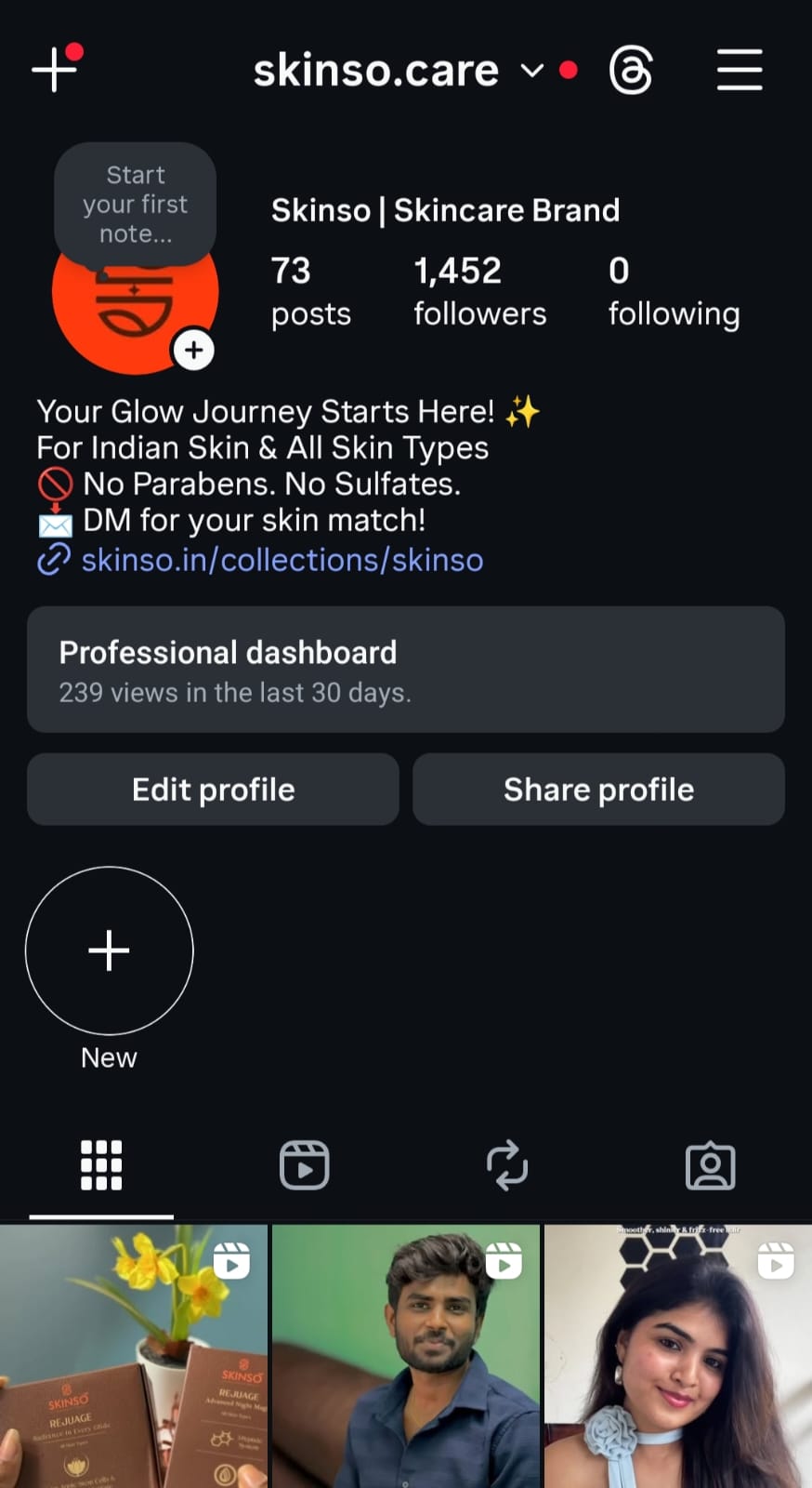 Skinso skincare social media marketing by Growth – SMO services for Chennai startup