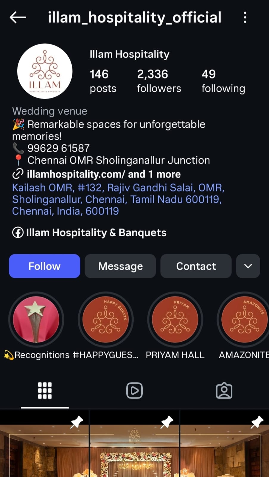 Illam Hospitality Instagram audit by Growth – social media marketing services Chennai